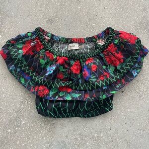 Kenzo x H&M Floral Print Blouse 34 US 2/4 Off-the-Shoulder Rare Style